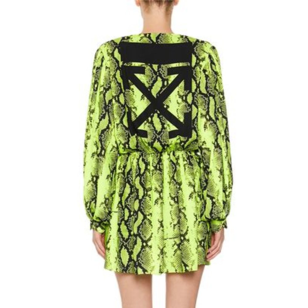 OFF/WHITE 80s Deep V Python-Print Mini Dress - Picture 9 of 14